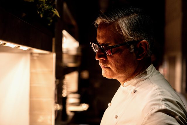 Michelin-starred chefs Atul Kochhar and Adam Handling at Kanishka Mayfair Four Hands event.