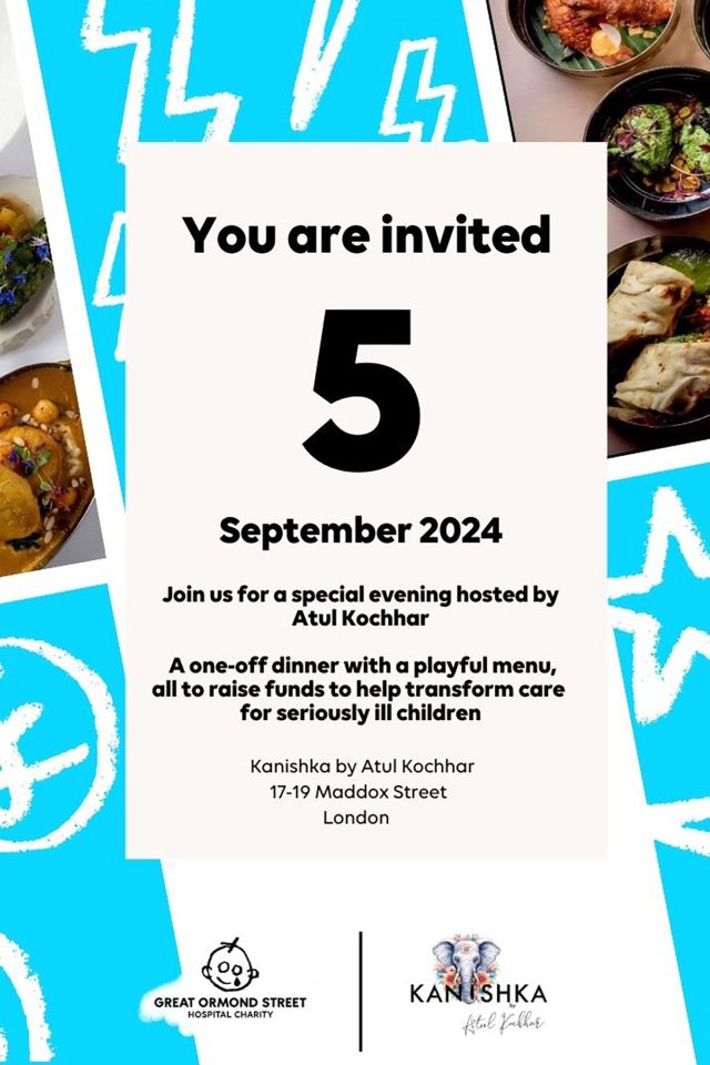 Chef Atul Kochhar hosting an exclusive charity event at Kanishka Restaurant, London.