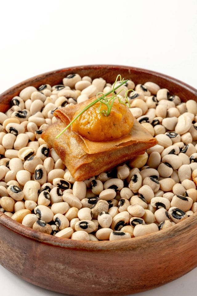 An artistically plated fine dining course from the Kanishka Mayfair tasting menu.